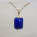 9ct Yellow Gold Lapis Lazuli Rectangular Pendant on Gold Chain