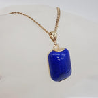 9ct Yellow Gold Lapis Lazuli Rectangular Pendant on Gold Chain