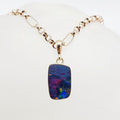 9ct Yellow Gold Cooper Pedy Blue Opal Doublet Rectangular Pendant on Gold Chain