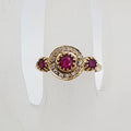 9ct Yellow Gold Natural Ruby with Diamond Round Ring