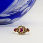 9ct Yellow Gold Natural Ruby with Diamond Round Ring