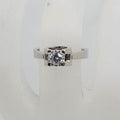 18ct White Gold High Set Diamond Solitaire Ring in Unusual Setting - Engagement Ring / Dress Ring - Vintage / Antique