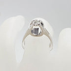 18ct White Gold High Set Diamond Solitaire Ring in Unusual Setting - Engagement Ring / Dress Ring - Vintage / Antique