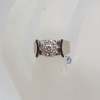 18ct White Gold High Set Wide Round Diamond Cluster Ring - Engagement Ring / Dress Ring - Vintage / Antique