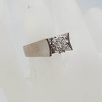 18ct White Gold High Set Wide Round Diamond Cluster Ring - Engagement Ring / Dress Ring - Vintage / Antique