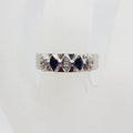 18ct White Gold Natural Sapphire and Diamond Ring - Wedding Ring / Eternity Ring / Wedding Band - Vintage / Antique