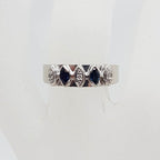 18ct White Gold Natural Sapphire and Diamond Ring - Wedding Ring / Eternity Ring / Wedding Band - Vintage / Antique
