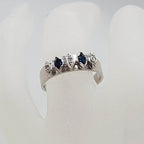 18ct White Gold Natural Sapphire and Diamond Ring - Wedding Ring / Eternity Ring / Wedding Band - Vintage / Antique