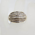 9ct Yellow Gold Wide Diamond Band Ring with Channel Set and Claw Set Diamonds - 5 Row
