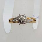 9ct Yellow and White Gold High Set Diamond Engagement Ring - Vintage