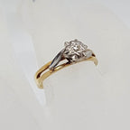 9ct Yellow and White Gold High Set Diamond Engagement Ring - Vintage