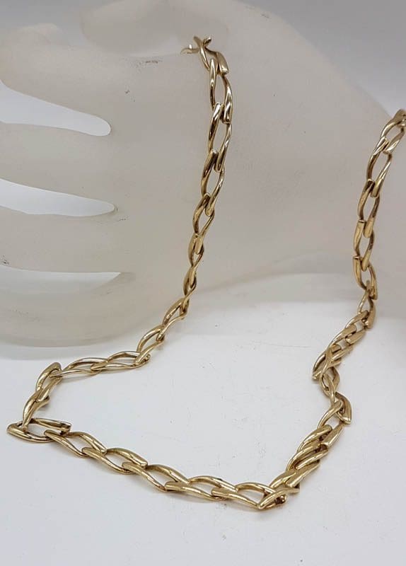 9ct Yellow Gold Elongated Link Necklace / Chain