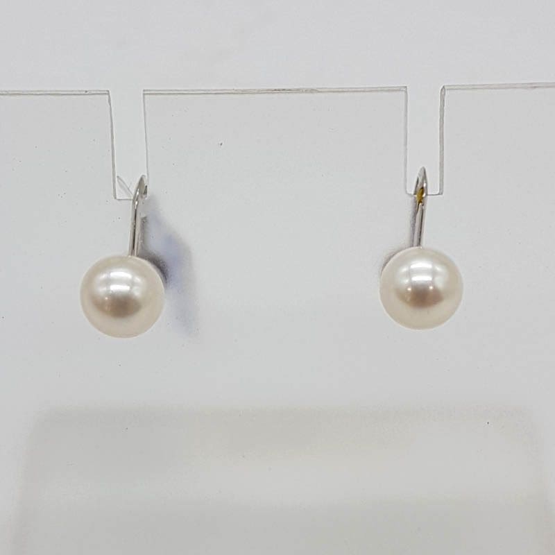 9ct White Gold Pearl Screw-On Earrings - Vintage