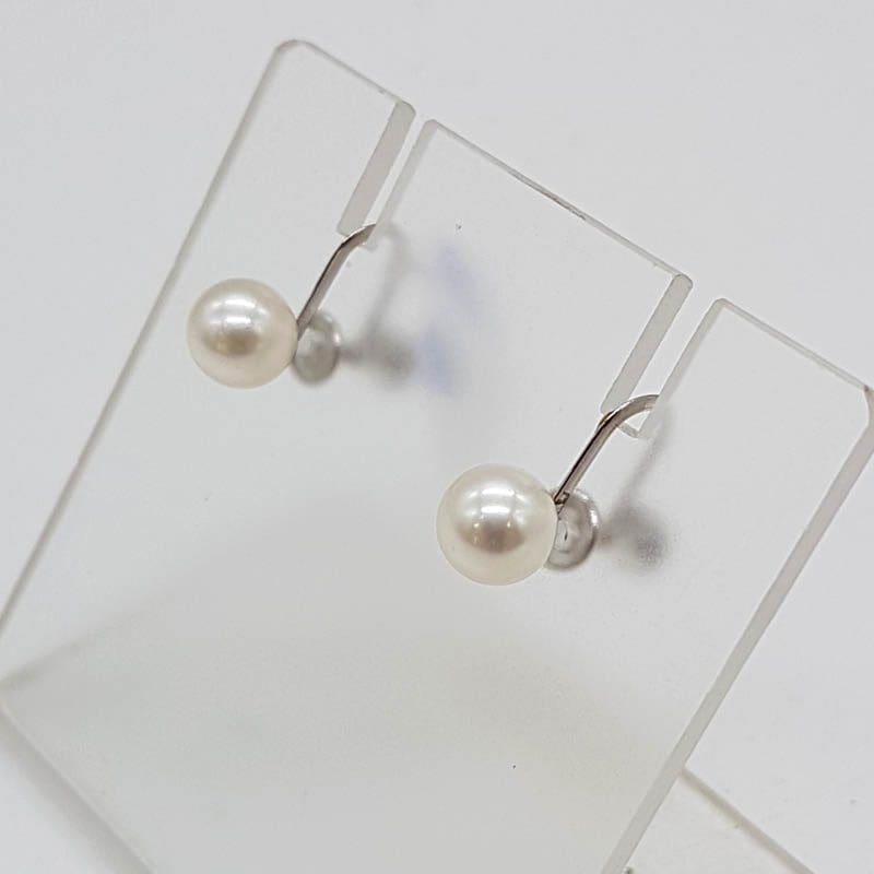 9ct White Gold Pearl Screw-On Earrings - Vintage