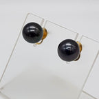 14ct Yellow Gold Black Tahitian Pearl Studs Earrings