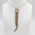 Sterling Silver Natural Baltic Amber Long Jointed Snake Pendant on Silver Chain