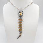 Sterling Silver Natural Baltic Amber Long Jointed Snake Pendant on Silver Chain