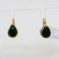 9ct Yellow Gold Nephrite Jade Teardrop / Pear Shape Screw-On Earrings - Antique / Vintage