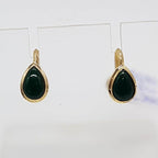 9ct Yellow Gold Nephrite Jade Teardrop / Pear Shape Screw-On Earrings - Antique / Vintage