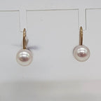 9ct Yellow Gold Cultured Pearl Screw-On Earrings - Antique / Vintage