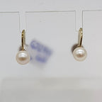 9ct White Gold Cultured Pearl Screw-On Earrings - Antique / Vintage