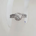 14ct White Gold Diamond Halo Design Round Engagement Ring and Wedding Ring Set