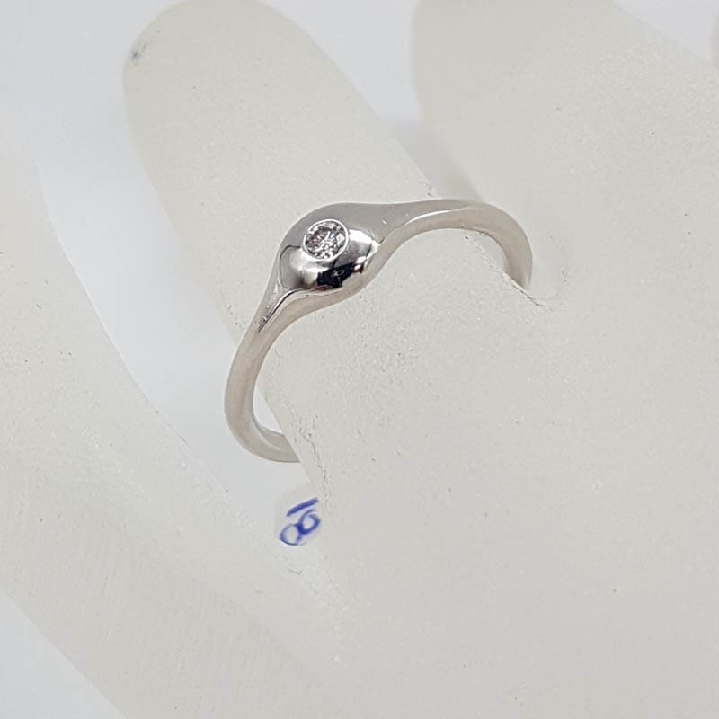 18ct White Gold Diamond Solitaire Flat Inset Diamond Ring - Retired Pandora - Engagement Ring / Dress Ring
