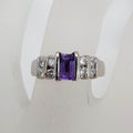 18ct White Gold Rectangular Amethyst and Diamond Channel Set Ring