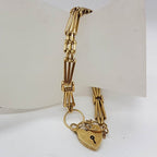 18ct Yellow Gold Three Row Gatelink Padlock Bracelet - Antique / Vintage