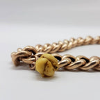 15ct Rose Gold Curb Link Padlock Bracelet with Carved Three Mouse Ivory Ball Charm - Antique / Vintage