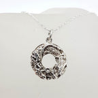 Sterling Silver Dragon and People Round Pendant on Silver Chain - Vintage
