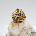 14ct Yellow Gold Large Ornate Topaz Round Cluster Ring - Antique / Vintage