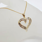 9ct Yellow Gold Diamond Channel Set Heart Pendant on 9ct Gold Chain
