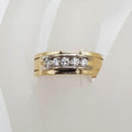 18ct Yellow Gold &amp; White Gold Diamond 5 Stone Channel Set Wide Band Gents Ring / Ladies Ring / Wedding Ring
