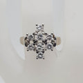 18ct Yellow Gold &amp; Platinum Diamond Large Claw Set Unusual Cluster Ring - Antique / Vintage