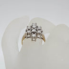 18ct Yellow Gold &amp; Platinum Diamond Large Claw Set Unusual Cluster Ring - Antique / Vintage