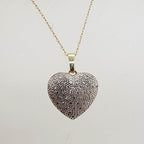 9ct Yellow Gold and White Gold Diamond Heart  Pendant on 9ct Gold Chain