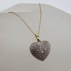 9ct Yellow Gold and White Gold Diamond Heart  Pendant on 9ct Gold Chain