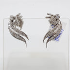 18ct White Gold Diamond Stunning Curved Design Clip-On Earrings - Antique / Vintage