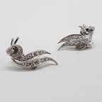 18ct White Gold Diamond Stunning Curved Design Clip-On Earrings - Antique / Vintage