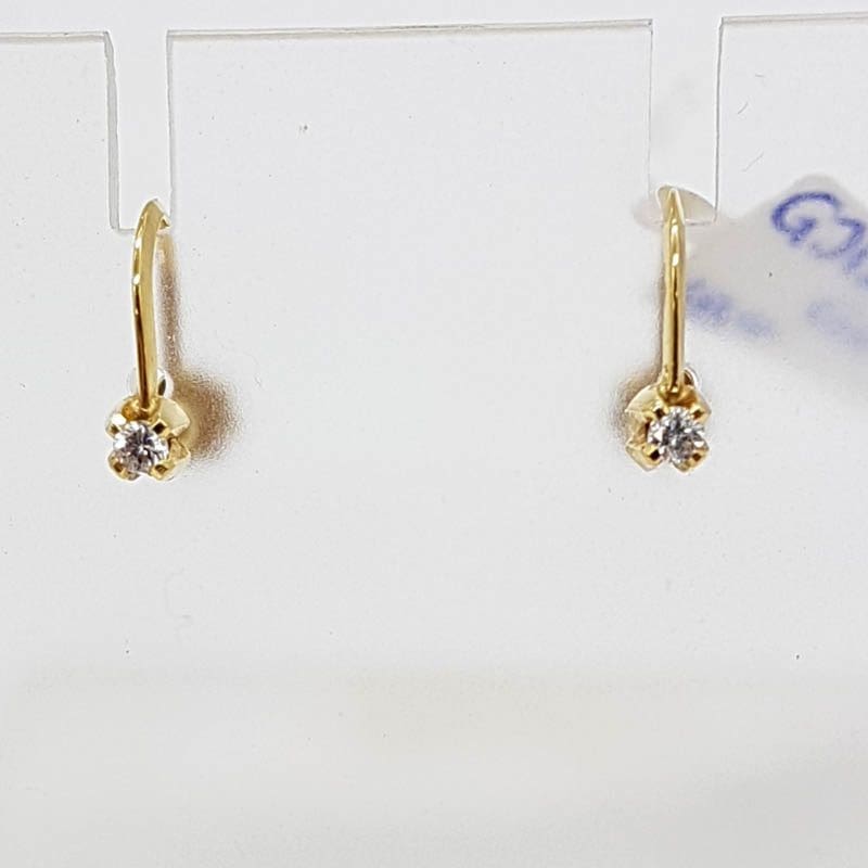 18ct Yellow Gold Diamond Solitaire Screw-On Stud Earrings - Antique / Vintage