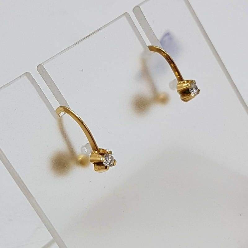 18ct Yellow Gold Diamond Solitaire Screw-On Stud Earrings - Antique / Vintage