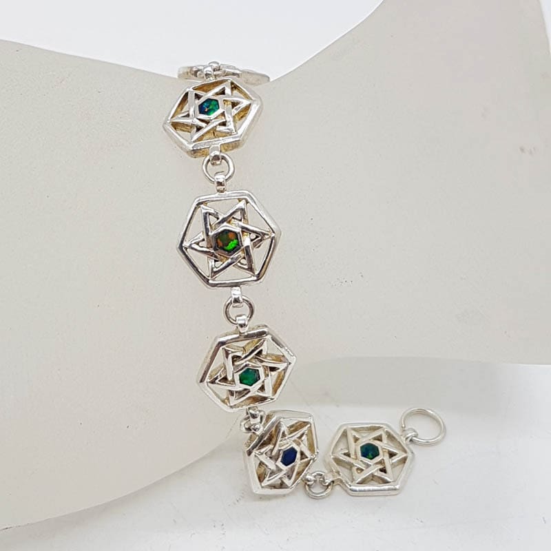 Sterling Silver with Inlay Star of David / Magen David Jerusalem Bracelet
