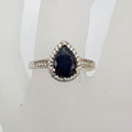 Sterling Silver Black Teardrop / Pear Shaped Ring