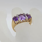 18ct Yellow Gold Five Diamond Bridge Set Ring - Antique / Vintage