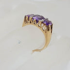 18ct Yellow Gold Five Diamond Bridge Set Ring - Antique / Vintage