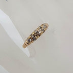 18ct Yellow Gold Five Diamond Bridge Set Ring - Antique / Vintage