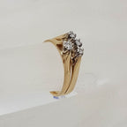 18ct Yellow Gold Diamond Solitaire Engagement Ring with 3 Diamond Half Round Wedding Ring = Ring Set - Vintage