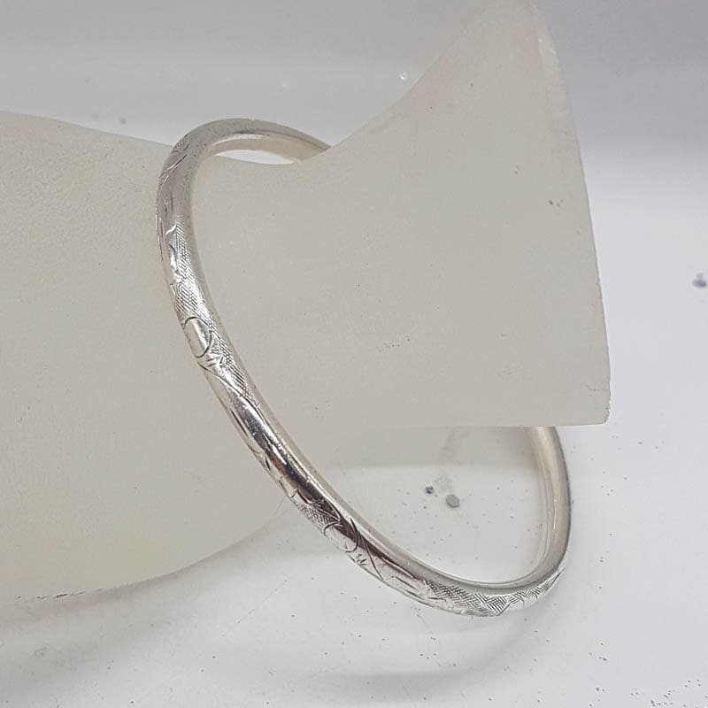 Sterling Silver Patterned Round Golf Bangle