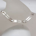 Sterling Silver Rectangular Elongated Link with Cubic Zirconia Chain / Necklace